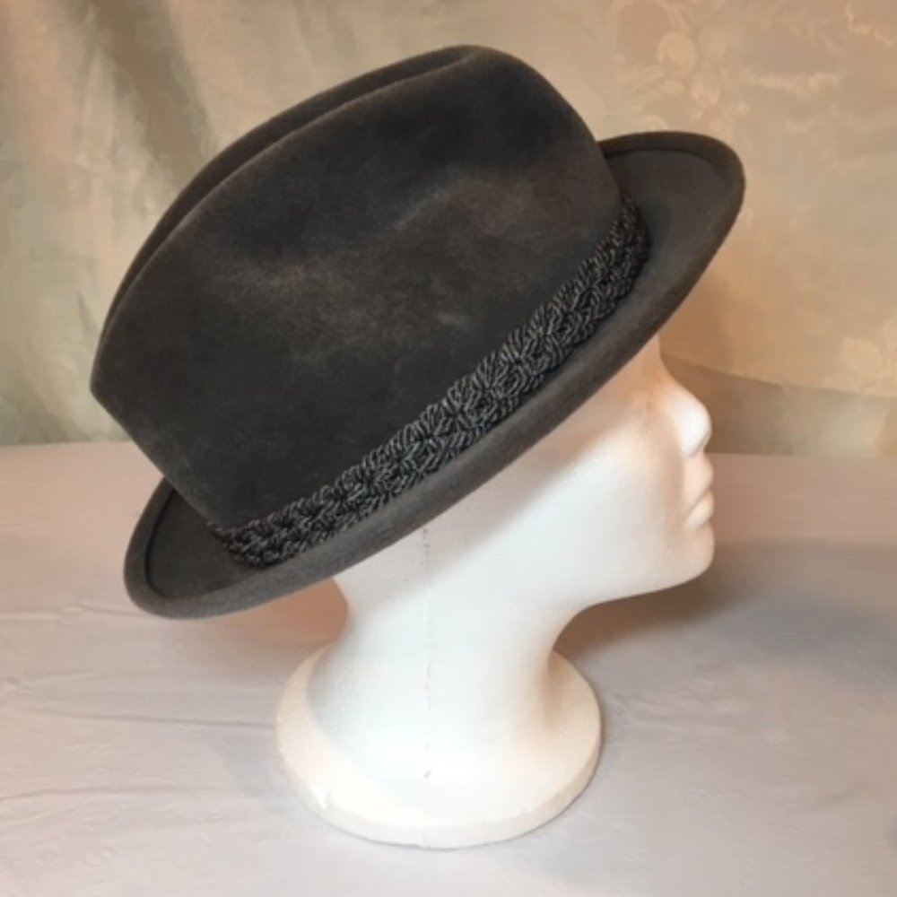 RARE Vintage STETSON Sovereign Gray Felt Fur Fedora Hat - Picture 6 of 16